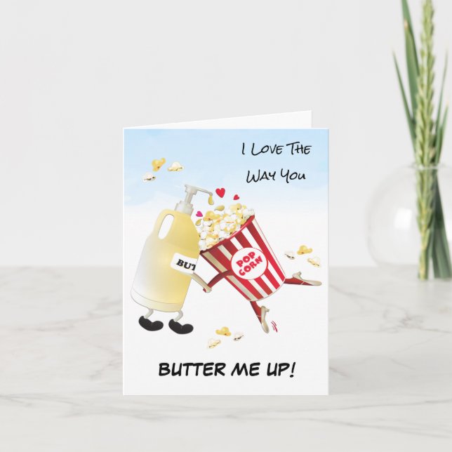 Love The Way You Butter Me Up Popcorn Love Dating Card (Front)