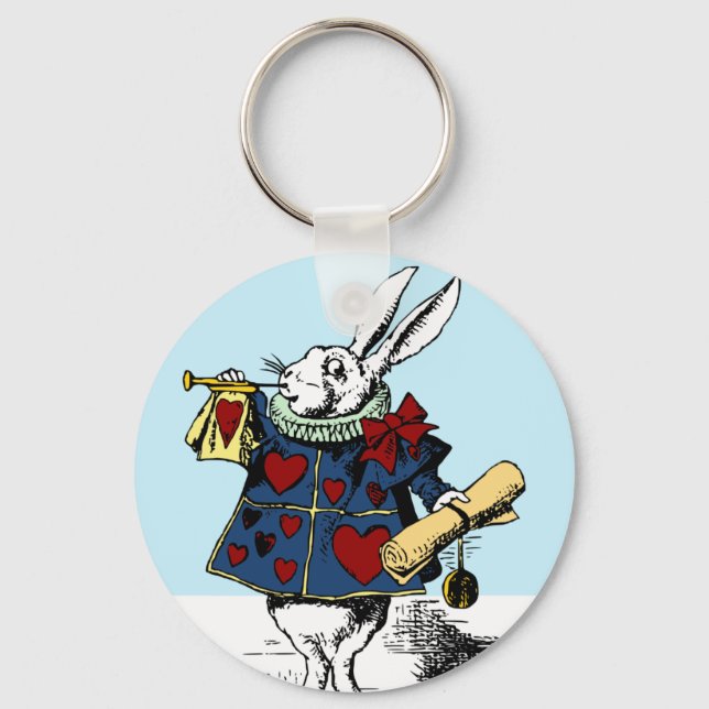Love the White Rabbit Alice in Wonderland Key Ring (Front)
