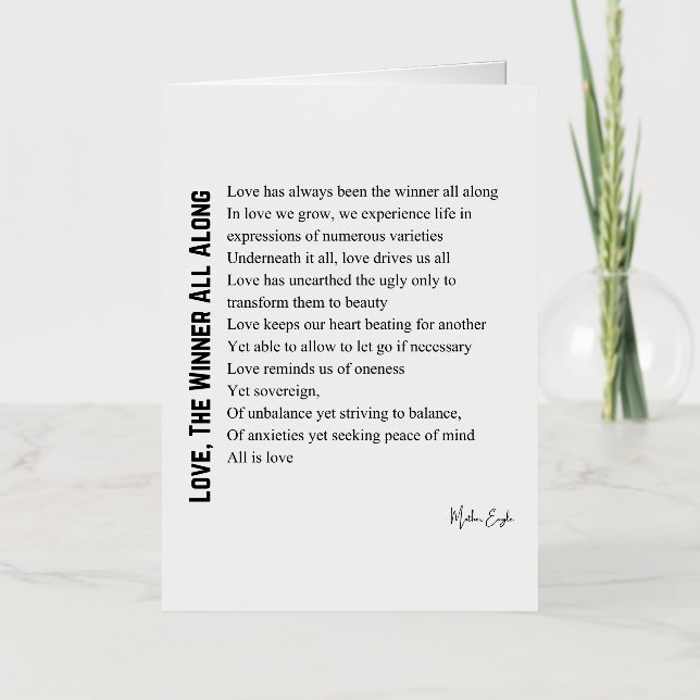 Love the winner all along poem poetry  foil greeting card (Front)