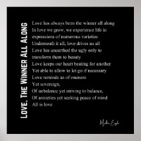 Love the winner all along poem poetry poster black