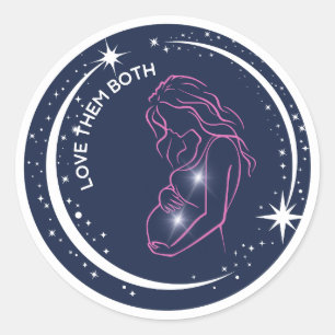 Love Them Both Pro-Life Pregnant Mother Celestial  Classic Round Sticker
