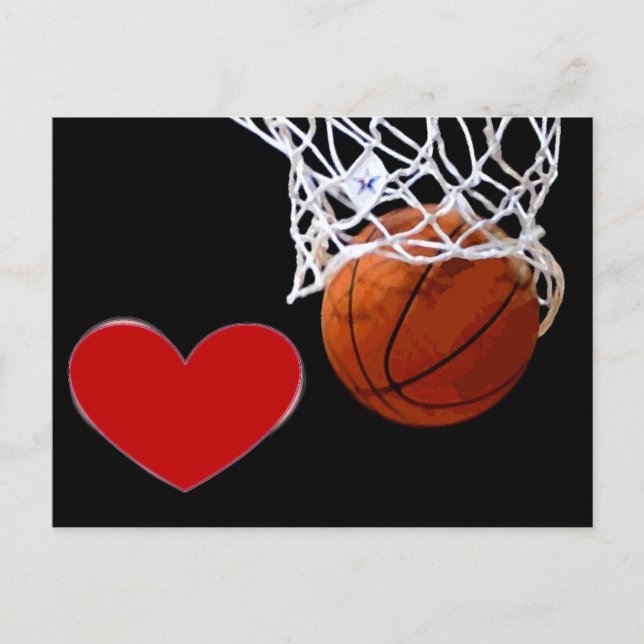 Love This Game Basketball Red Heart Postcards (Front)
