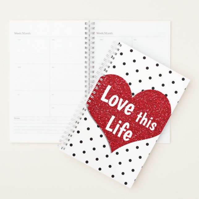 Love this Life Inspirational Red Glitter Heart Planner (Display)