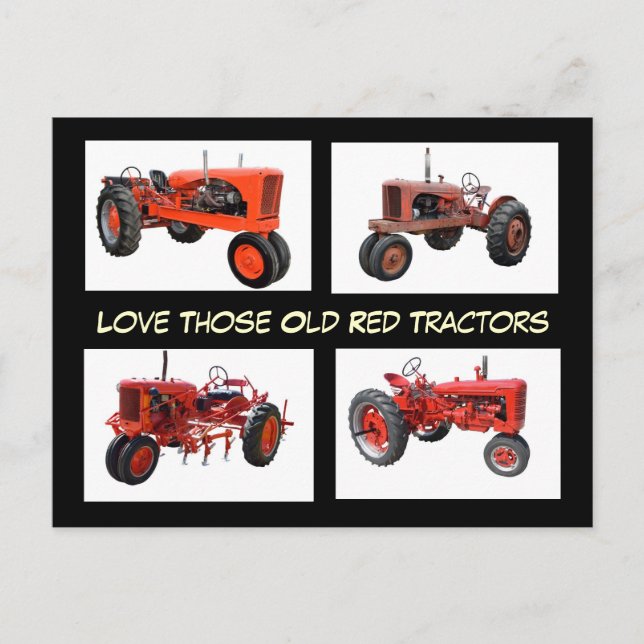 Love Those Old Red Tractors Postcard (Front)