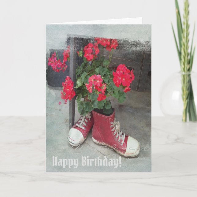 Love those Shoes and Red Geraniums Card (Front)