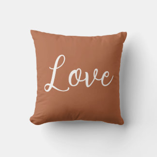 Love Throw Pillow Copper Brown White