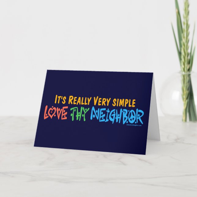 Love Thy Neighbour - Heart, Peace Sign Card (Front)