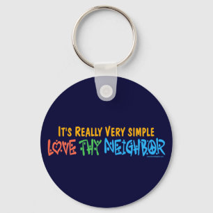 Love Thy Neighbour - Heart, Peace Sign Key Ring