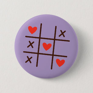 Love Tic-Tac-Toe Hearts Button — Cute Valentine's