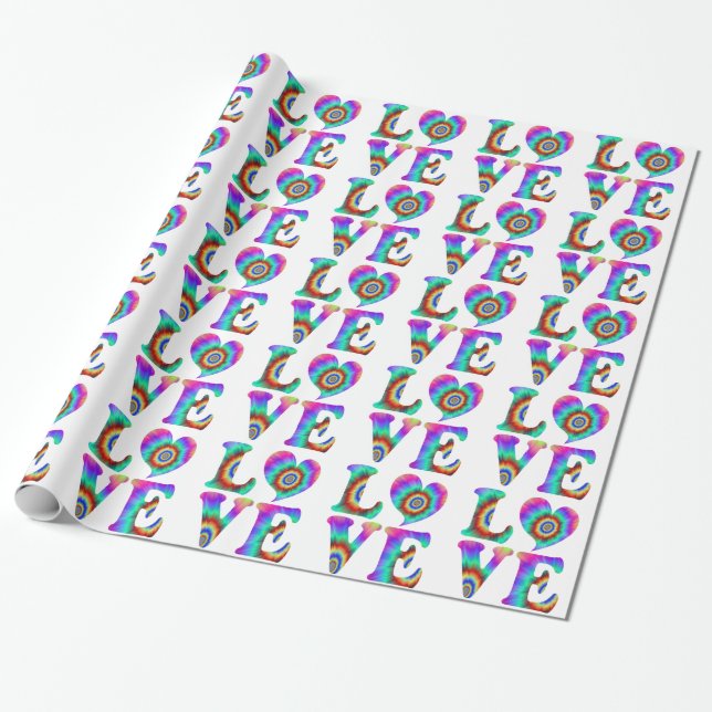 Love Tie Dyed Wrapping Paper (Unrolled)