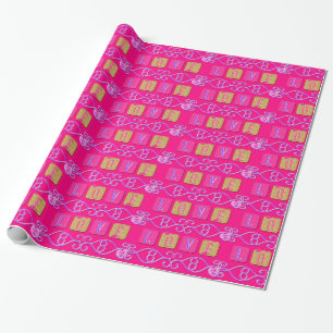Love Tiles-Pink-Purple-DARK PINK-Gift Wrap Paper