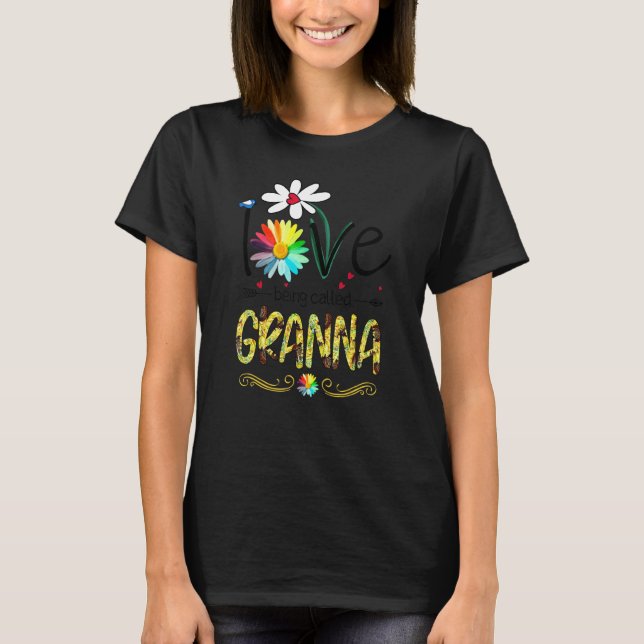 Love To Be Called Granna Butterfly Flower Mothers  T-Shirt (Front)