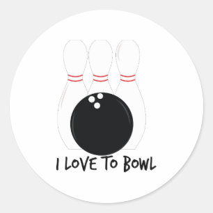 Love To Bowl Classic Round Sticker