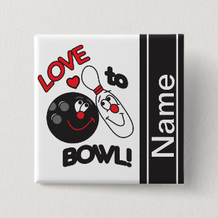 Love to Bowl Personalise 15 Cm Square Badge