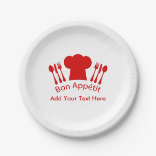 Love to Cook Chef Hat Bon Appetit Paper Plate
