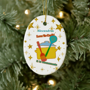 Love To Cook It Is Handmade Saying Ceramic Tree Decoration