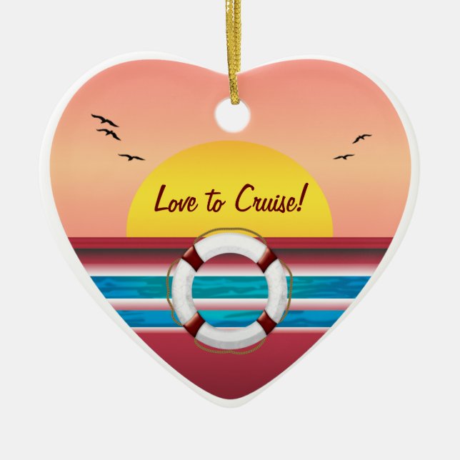 Love to Cruise Sunset - Your Photo Personalised Ceramic Tree Decoration (Front)