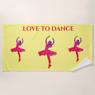 LOVE TO DANCE beach towel. Beach Towel