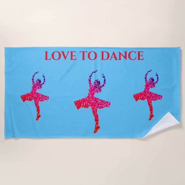 LOVE TO DANCE beach towel. Towel (Front)