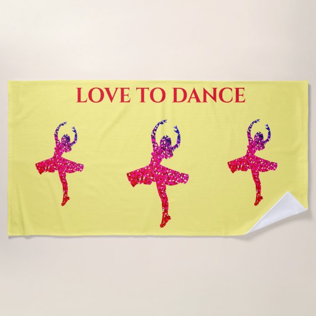 LOVE TO DANCE beach towel. Towel (Front)