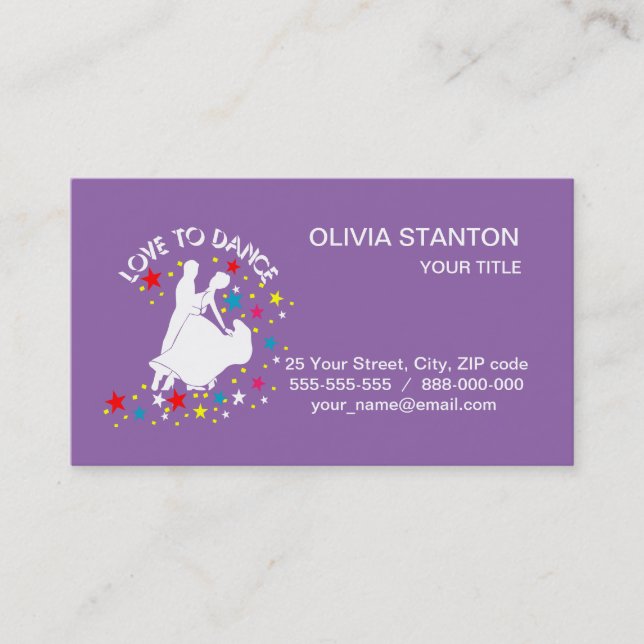 Love to dance business card (Front)