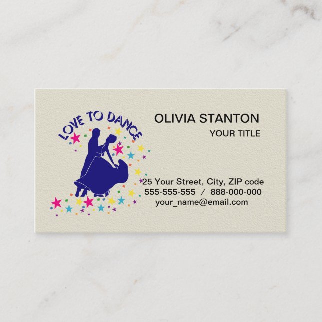 Love to dance business card (Front)