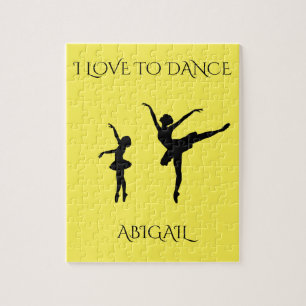 "Love to dance" puzzle with personalised name.