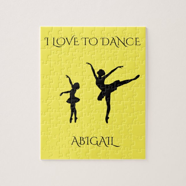 "Love to dance" puzzle with personalised name. (Vertical)