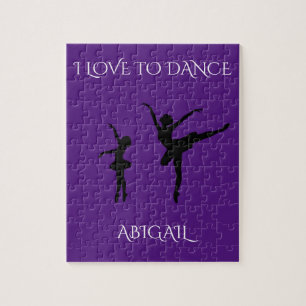 "Love to dance" puzzle with personalised name.