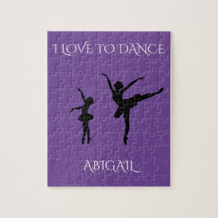 "Love to dance" puzzle with personalised name.