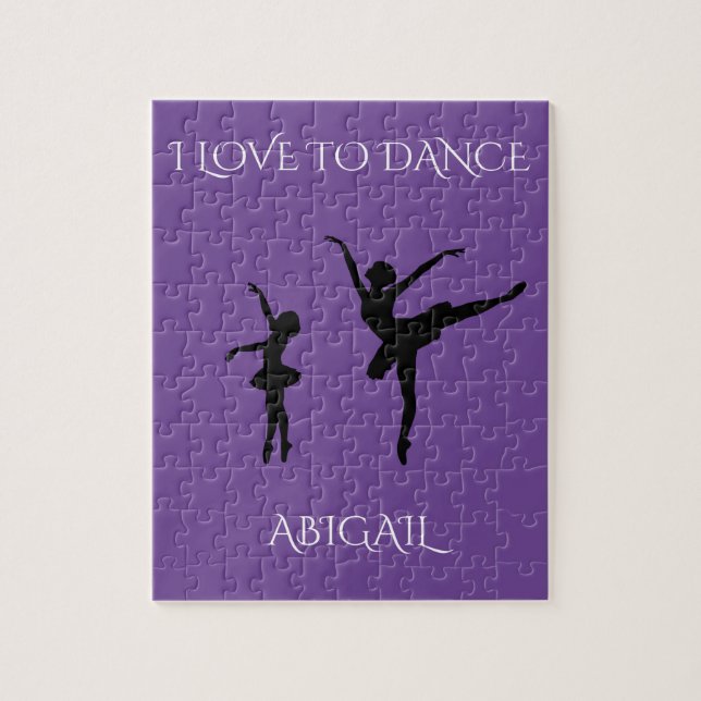 "Love to dance" puzzle with personalised name. (Vertical)