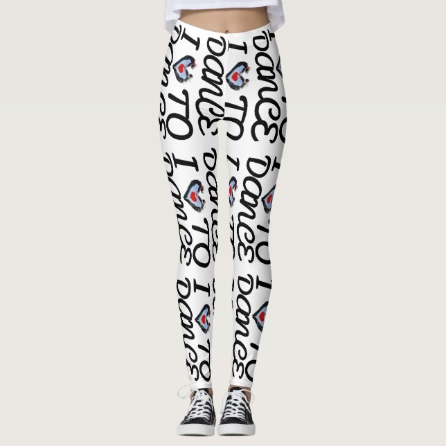 Love To Dance Yoga Gym Exercise Leggings Pants (Front)