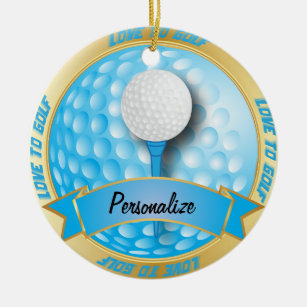 Love to Golf in Blue   Personalise   For Golfers Ceramic Tree Decoration