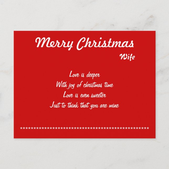 love to my wife christmas postcards (Front)