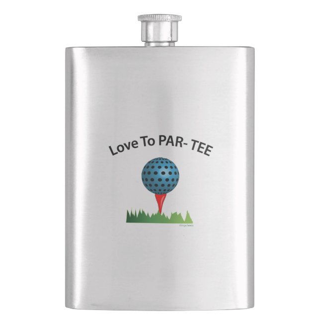 Love to Par-Tee, Funny Golf Quote Hip Flask (Front)
