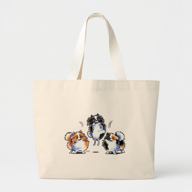 Love to Parti Pomeranians Large Tote Bag (Front)