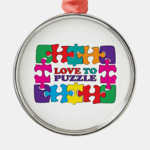 Love To Puzzle Metal Tree Decoration