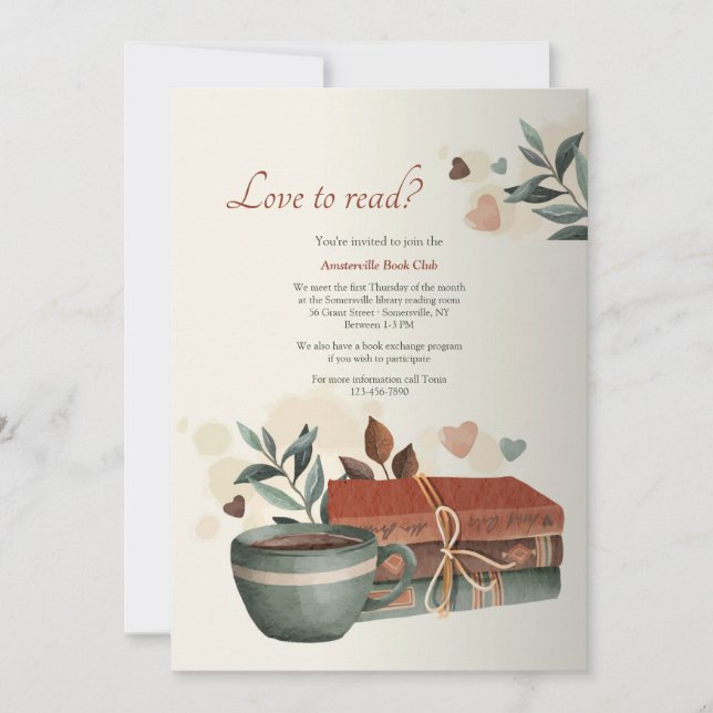 Love to Read Book Club Invitation (Front)