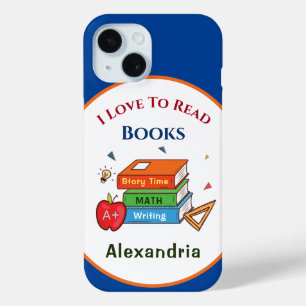 Love To Read Books Reader Reading Personalise iPhone 15 Case