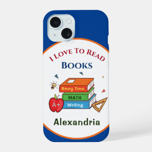 Love To Read Books Reader Reading Personalise iPhone 15 Case
