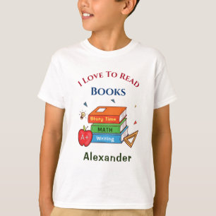 Love To Read Books Reader Reading Personalise T-Shirt
