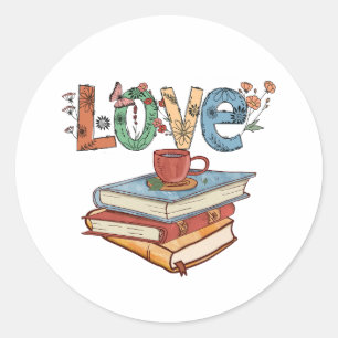 Love to Read Books Round Sticker