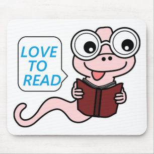 "LOVE TO READ" BOOKWORM MOUSE MAT