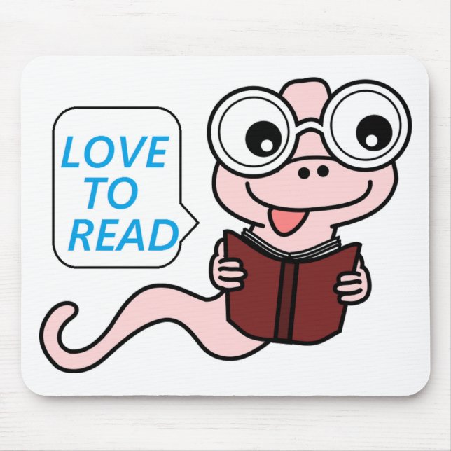 "LOVE TO READ" BOOKWORM MOUSE MAT (Front)
