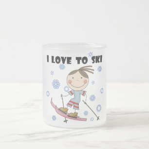 Love to Ski - Girl Tshirts and Gifts Frosted Glass Coffee Mug