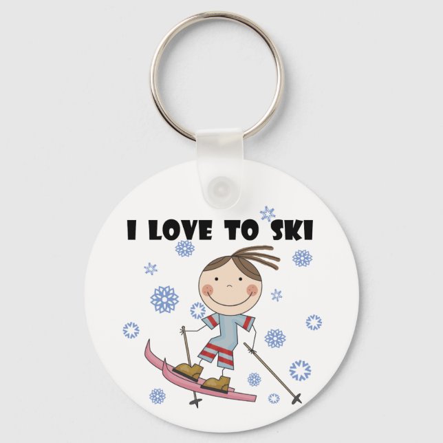 Love to Ski - Girl Tshirts and Gifts Key Ring (Front)