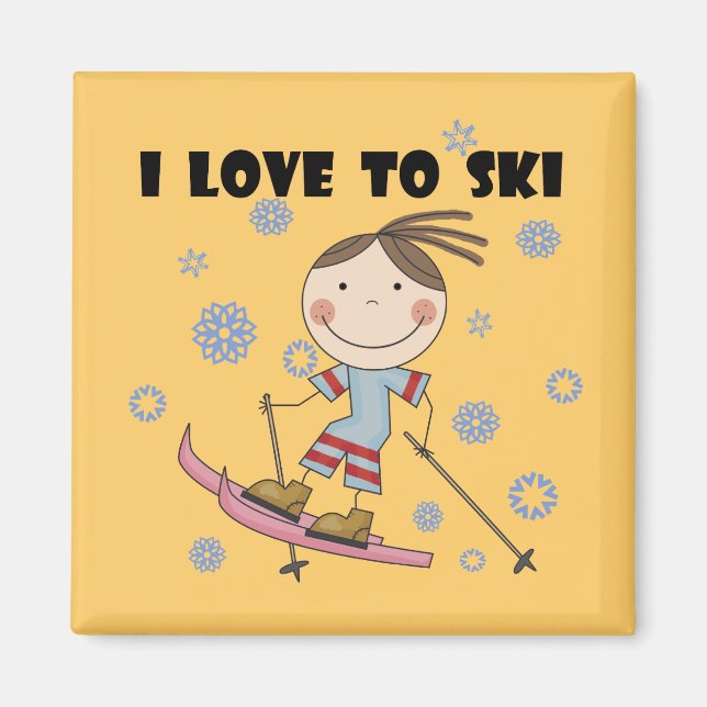 Love to Ski - Girl Tshirts and Gifts Magnet (Front)