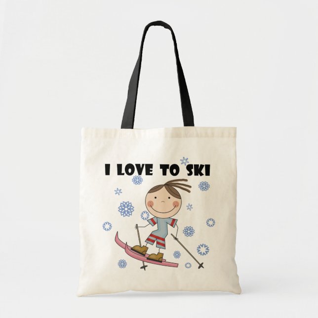 Love to Ski - Girl Tshirts and Gifts Tote Bag (Front)