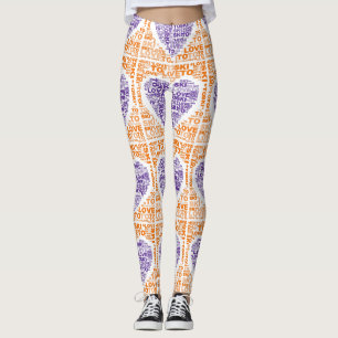 Love To Ski Orange Purple Handmade Yoga Pants