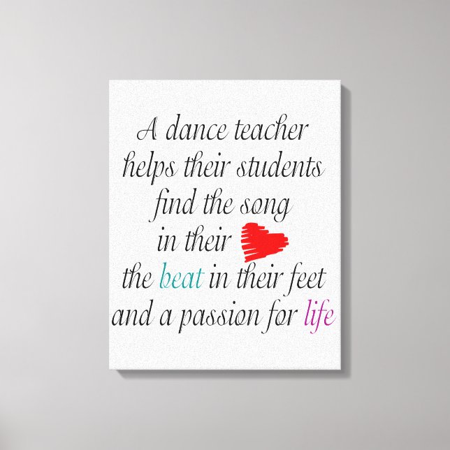 Love To Teach Dance Canvas Wall Art (Front)